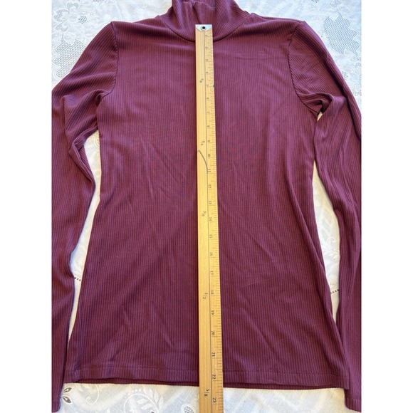 WILFRED Top M Ribbed Jersey Stretch Turtleneck Long Sleeve Fitted Tencel Purple - Picture 7 of 9
